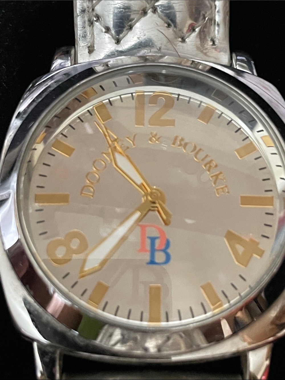 Dooney & Bourke Silver Quilted Leather Strap Watch with Gold Accents. - Picture 11 of 11